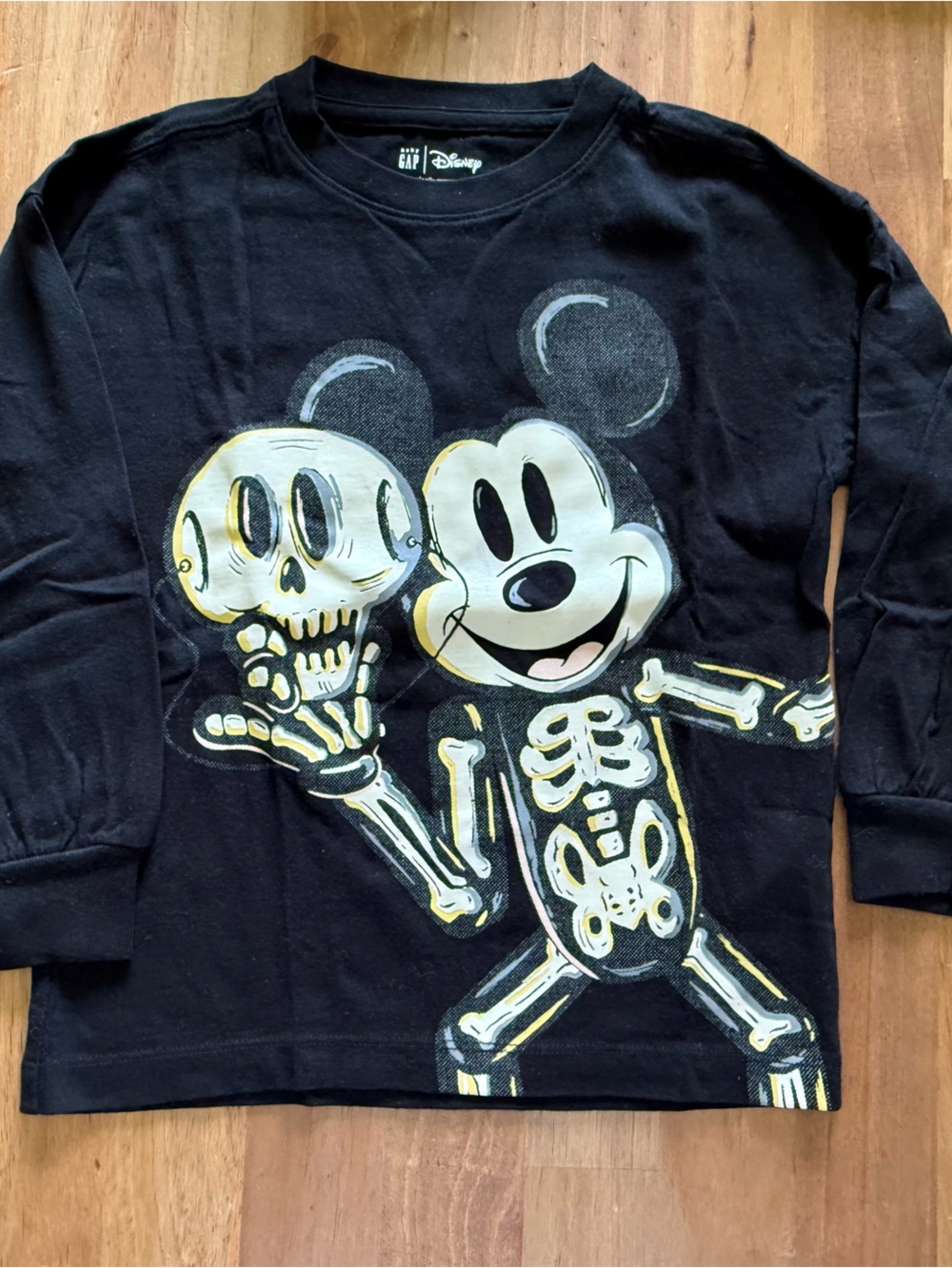 GAP x Disney Black Mickey Skeleton Graphic Long-Sleeve Halloween Tee